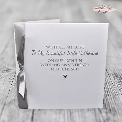 £4.95 • Buy Personalised 10th Tin Wedding Anniversary Card Wife Husband Couple