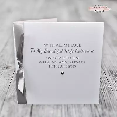 Personalised 10th Tin Wedding Anniversary Card Wife Husband Couple • £5.49