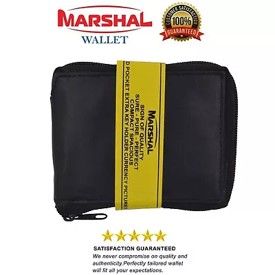 Marshal Genuine Leather Bifold Zipper Zip-Around Mens Wallet Card Holder Black • $11.99