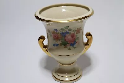 Vintage Campana Porcelain Vase/Urn Roses Floral W/Gold Trim  8  P 152 • $15