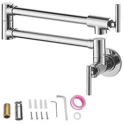 VEVOR Pot Filler Faucet Wall Mount Kitchen Pot Filler Solid Brass With 2 Handles • $49.89