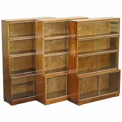 Lovely Suite Of Three Minty Oxford Modualr Stacking Bookcases Mahogany Frames • £1950