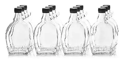 12Oz Glass Maple Syrup Bottles With Loop Handle & Tamper Evident Lids Case Of 12 • $38.76