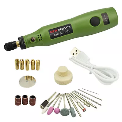 Hobby Craft Mini Drill Grinder Rotary Tool Set Modeling Polishing Drilling Green • $45.41