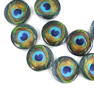 18mm Peacock Mother Of Pearl Disc Coin MOP Beads 15  • $7.99