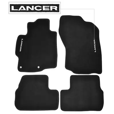 For 08-17 Mitsubishi Lancer Black Floor Mats Carpet Nylon Front & Rear W/ Emblem • $56.04