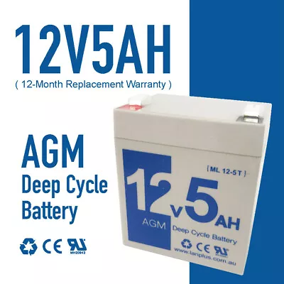 Tpower 12v 5ah SLA AGM Sealed Lead Acid Battery Deep Cycle Battery Ebike Scooter • $24.90