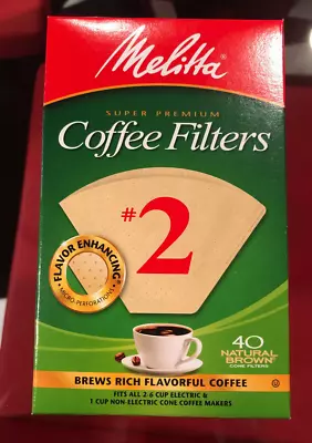 Melitta #2 Natural Brown Unbleached Coffee Filters (40ct) • $11.16