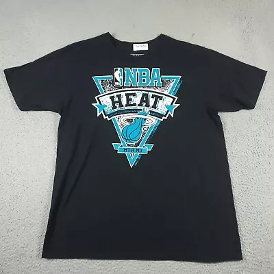 Adidas Miami Heat T Shirt Mens Size Large Black Short Sleeve NBA Basketball • $18.95