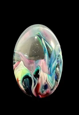 Vintage Art Glass Paperweight Multicolor Large Egg Artisan Signed • $85.50