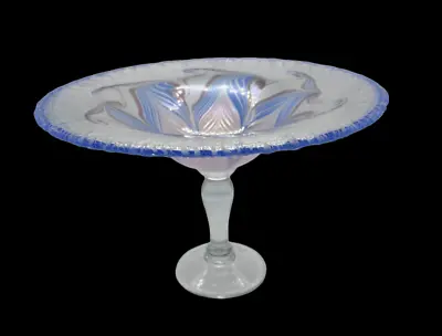 VTG Vandermark-Merritt Studios Pulled Feather Blown Glass Compote Dish • $150