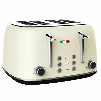 Vintage Electric 4 Slice Toaster CREAM Stainless Steel 1650W -Not DeLonghi • $109.99