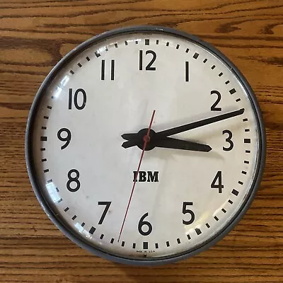 Vintage 50s IBM Industrial School Glass Face Clock 13  METAL USA 95925 Untested • $174.99