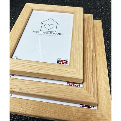 Solid Unfinished Oak Photo Picture Frame Real Wood Wooden Glass Quality Square • £12.95
