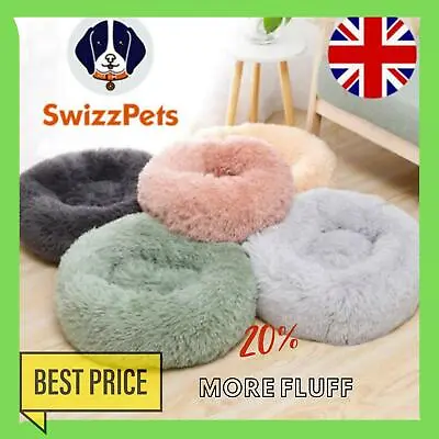 £18.99 • Buy Donut Dog Bed Pet Cat Calming Comfy Shag Fluffy Warm Bed Nest Mattress Donut Pad