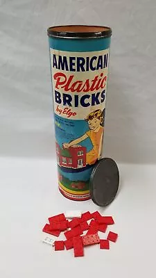 Vintage American Plastic Bricks By Elgo No. 735 Cardboard Tube Tin Top • $11.40