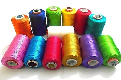 13 Main Color Silk Thread Set For Making Embroidery Crafts Shiny Soft Thread • $18.99