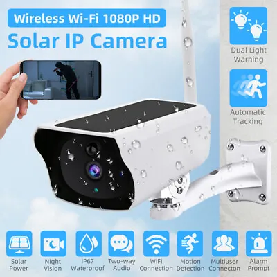 Solar Security IP Camera Battery Powered Outdoor Wireless WiFi PTZ CCTV Cameras • $78.99
