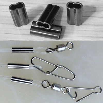 $14.41 • Buy Double Barrel Crimp Sleeves 300 X Fishing Line Tube Connector For Leader Rigs