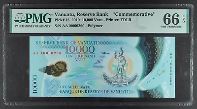 Vanuatu 10000 Vatu 2010 P 16 Polymer  ... Gem UNC PMG 66 EPQ • $175