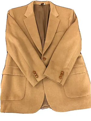 Mens 100% Camel Hair 46 Long Vintage Sportcoat Leather Buttons McRae’s Stores • $47