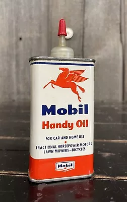 Vintage 4 Floz Mobil Handy Oil Oiler Tin Can W/ Flying Pegasus MINT NOS FULL • $75