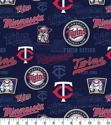 MLB MINNESOTA TWINS - STADIUM Baseball 100% Cotton Fabric 1/4 Yd 9  X 44  • $3