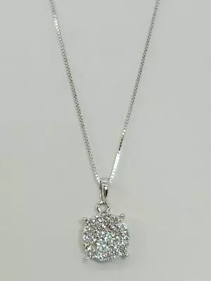 22  Women's 10K Gold & Diamond Round Pendant & Box Chain .48CTW (UE) (PSH022161) • $329.99