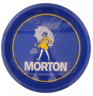 Vintage MORTON SALT Umbrella Girl “When It Rains It Pours  Round Metal Tray • $16.20