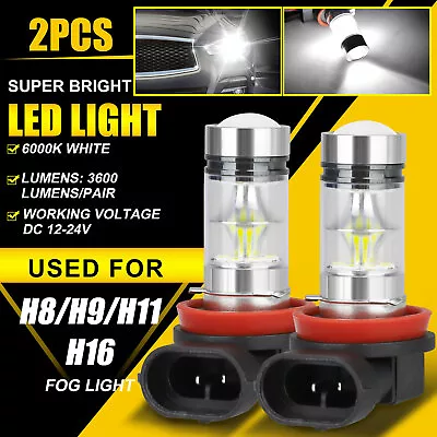 2x H8 H11 H16 LED Fog Driving Light Bulbs High Power 200W Lamp 6000K Super White • $9.48