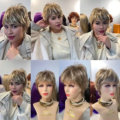 Bob Flickering Cut Synthetic Wig Colour Frosty Blonde Premium Quality • £35