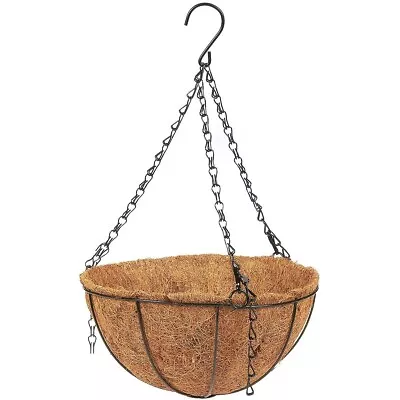 Metal Hanging Planter Basket With Coconut Coir Husk Flower Pot 10 X 10 X 5.1 In • $14.99