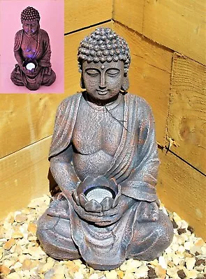 £17.95 • Buy Garden Ornaments Large 39cm Solar Power Buddha Stone Effect Garden Outdoor