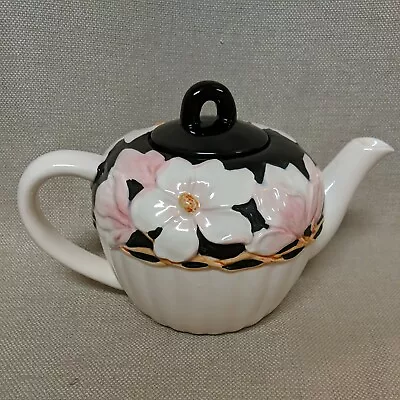 Mary Ann Baker Magnolia Teapot - Pink White & Black • $22.50