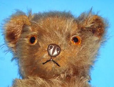 Vtg Antique Knickerbocker Mohair Teddy Bear W Metal Nose Head Straw Stuffed • $25
