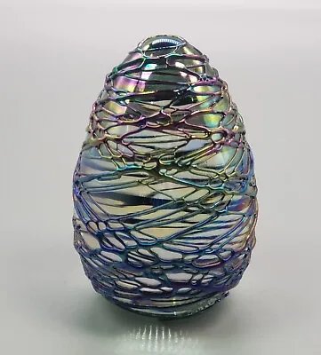 MSH Ash 90 Threaded Glass Egg Iridescent Carnival Color Mt St Helens Paperweight • $29.67