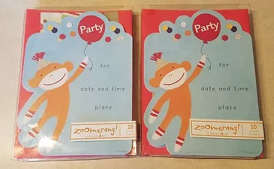 20 Sock Monkey Party Invitations Red Envelopes By Zoomerang New Birthday Baby • $14.95