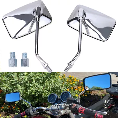 Chrome Rectangle Metal Motorcycle Side Mirrors For Honda Shadow Spirit 750 1100 • $23.29