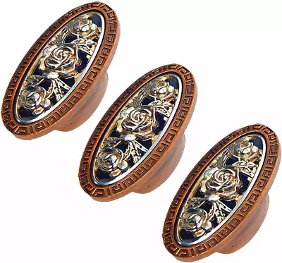 Oval Vintage Rose Copper Knob Cabinet Handle Kitchen Bathroom Drawer Pulls Cupbo • $17.49