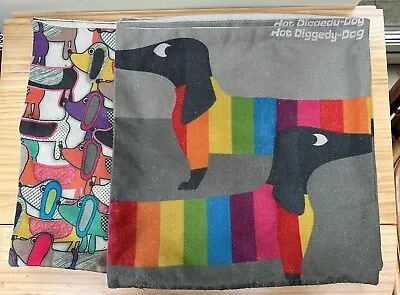 7  X Dachshund Dog  Zipped Cushion Covers Multicoloured Approx 17 X 17 Ins • £14.95