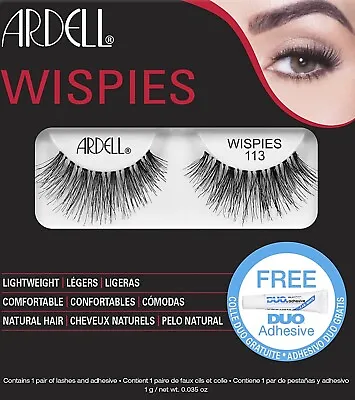 £4.99 • Buy Ardell Wispies 113 Black False Eyelashes With Glue Premium Quality False Lashes
