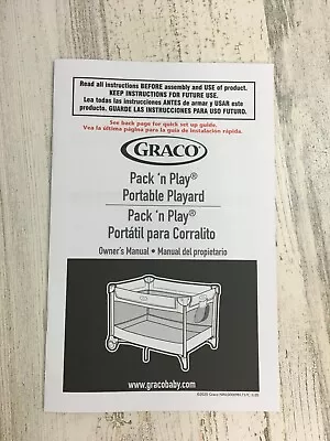 Graco Pack N Play Playard Replacement Owner's Manual Booklet • $11.99