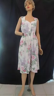 True Vintage 1980's 1990's Sundress Spring Summer Custom-made Cotton Dress  S/M • $25