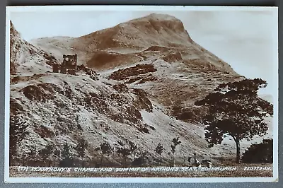 Postcard St.Anthony's Chapel & Summit Of Arthur's SeatEdinburghRP. Image 1933 • £3.99