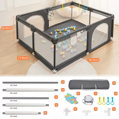 Large Playpen Baby Ball Pit Kids Play Pen Sturdy Play Yard Fence Play Area UK • £54.85