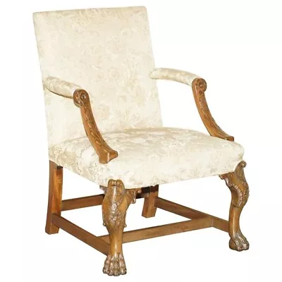 Antique Circa 1880 Irish George Iii Style Heavily Carved Gainsborough Armchair • £2850