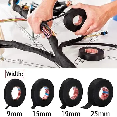 15 M Heat-resistant Adhesive Cloth Fabric Tape For Car Auto Cable Harness Wiring • £3.49