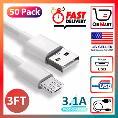 Heavy Duty Micro USB Fast Charger Data Cable Cord For Samsung Android HTC LG Lot • $15.99