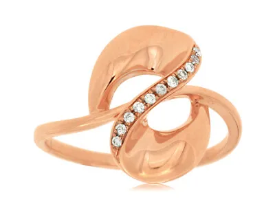 Estate .07ct Diamond 14kt Rose Gold 3d Love Knot Infinity Fun Ring • $945.91