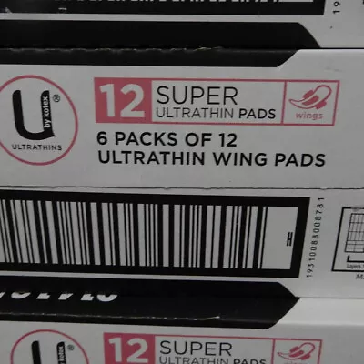 U By Kotex Ultrathins Super Pads With Wings 72CT (12x6PK) • $26.87
